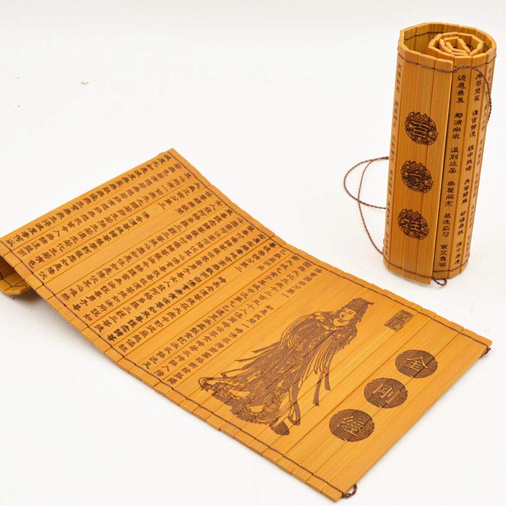 Chinese Ancient Bamboo Book Home Decorate Calligraphy Scroll